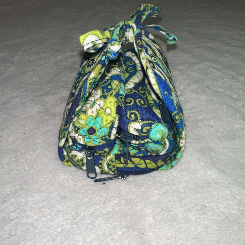Vera Bradley Multi-compartment Tie Up Pouch Green/Blue - Picture 5 of 7